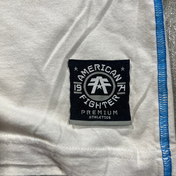 Y2K American Fighter Buckle Exclusive T-Shirt Blue Small - Picture 2 of 6